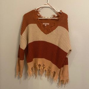 Striped V-neck sweater